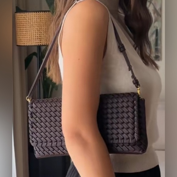 ZARA Woven Braided Clutch Wristlet Purse New Cream